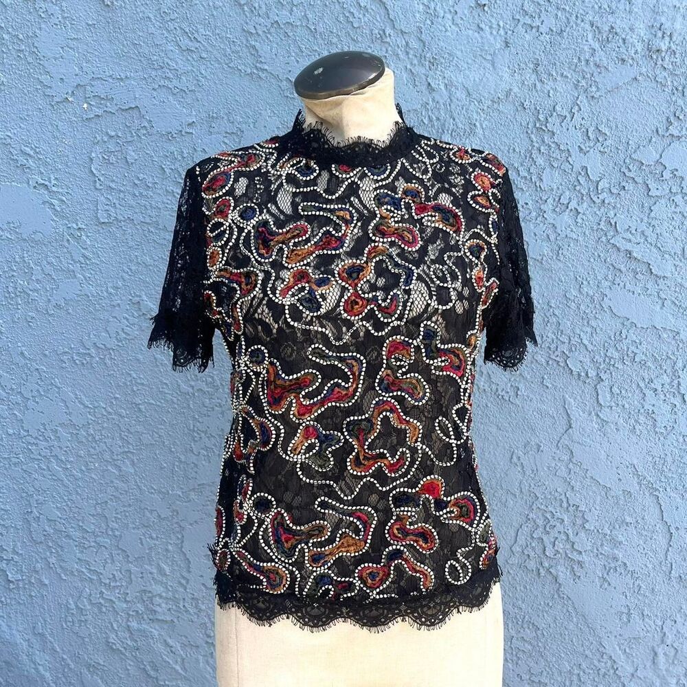 Zara Lace Top Applique Size Medium avant garde